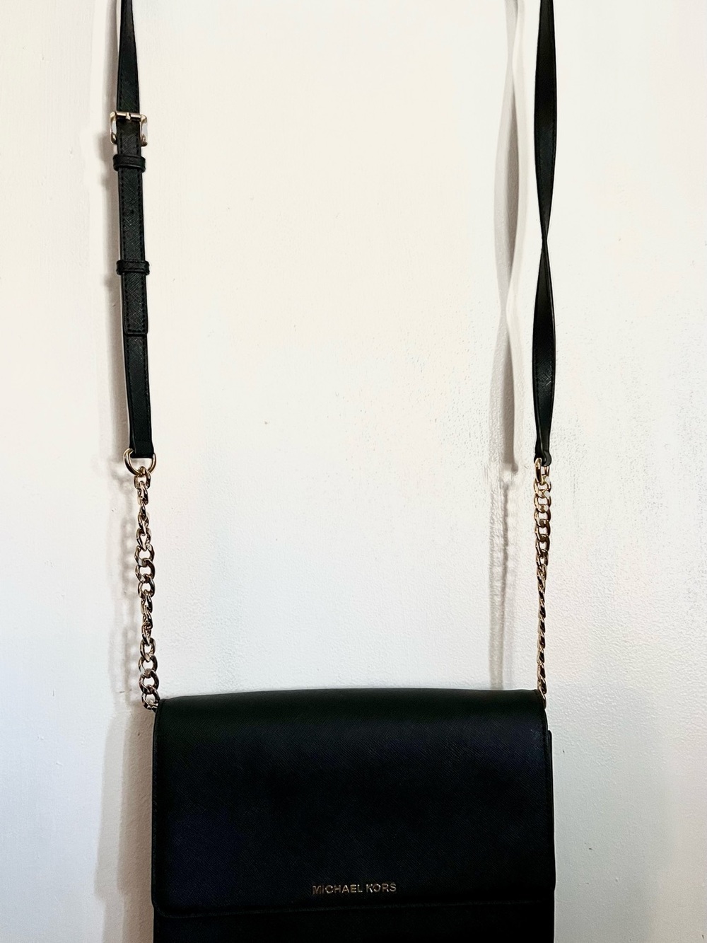 Michael Kors Black Crossbody with Gold Chain